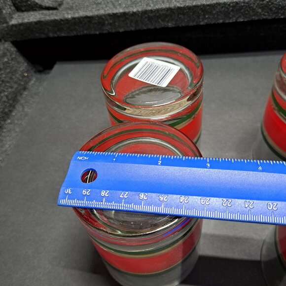 VTG Culver Glasses Red Green Gold Christmas 4" Tall Old Fashioned NIB Barware - Picture 7 of 8